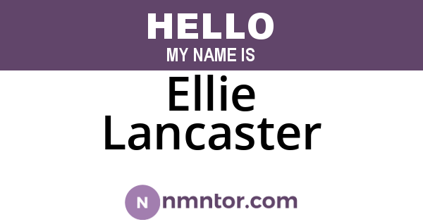 Ellie Lancaster