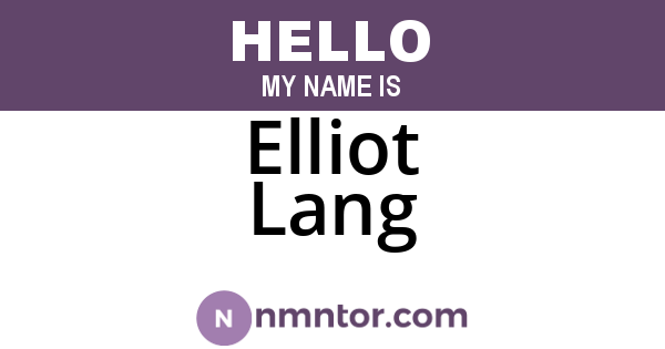 Elliot Lang