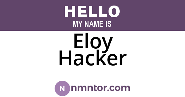 Eloy Hacker