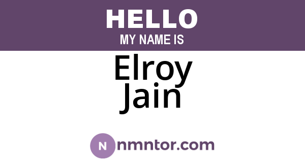 Elroy Jain