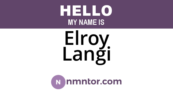Elroy Langi