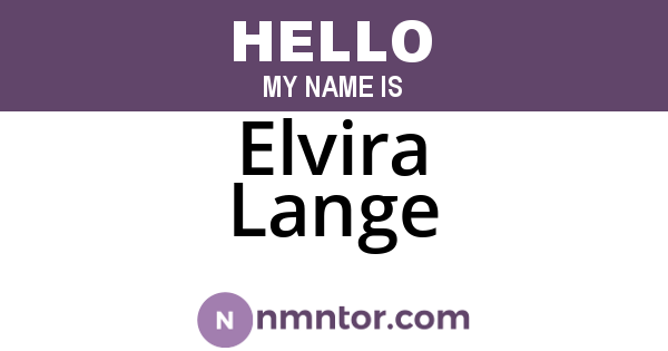 Elvira Lange