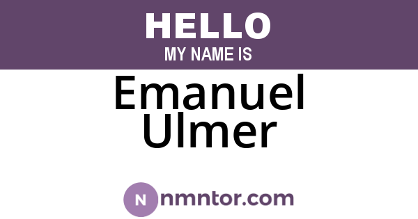 Emanuel Ulmer
