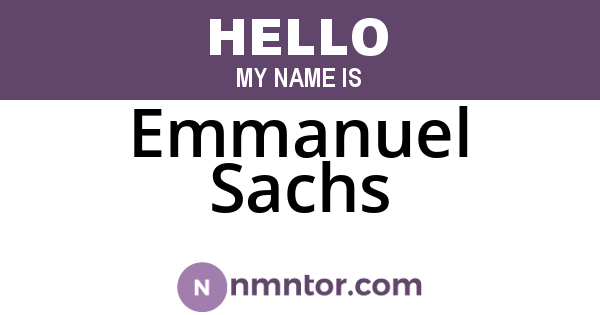 Emmanuel Sachs