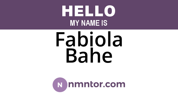 Fabiola Bahe