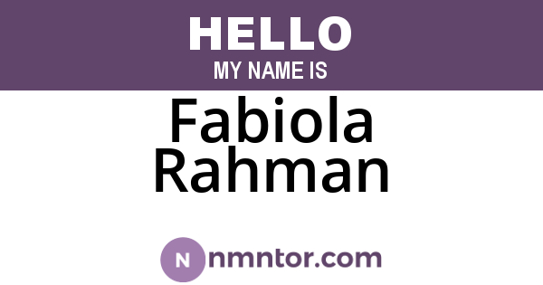 Fabiola Rahman