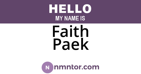 Faith Paek