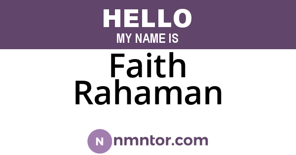 Faith Rahaman