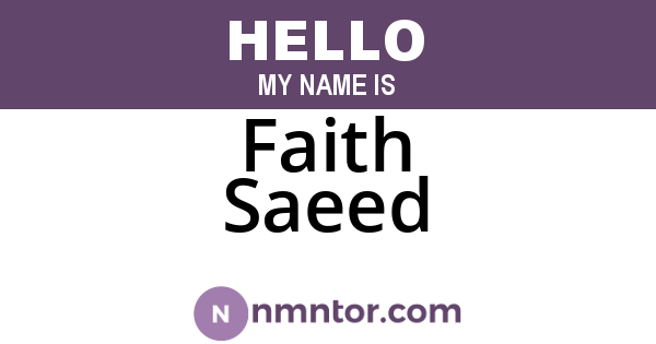 Faith Saeed