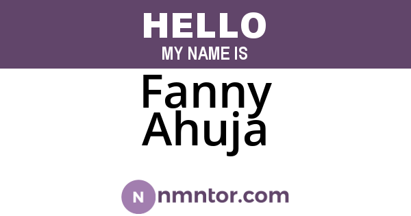 Fanny Ahuja
