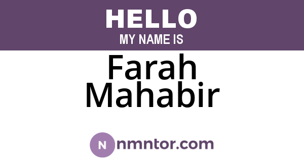 Farah Mahabir