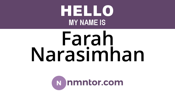 Farah Narasimhan
