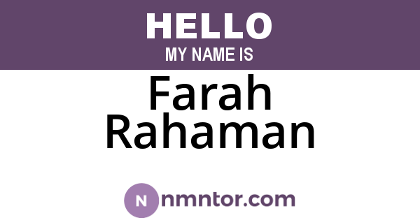 Farah Rahaman