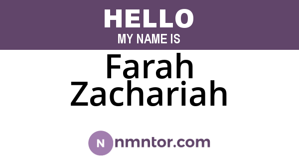 Farah Zachariah