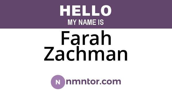 Farah Zachman