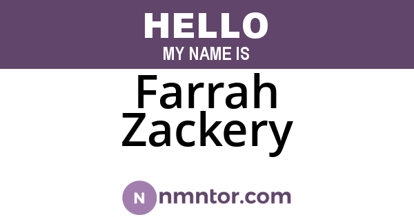 Farrah Zackery