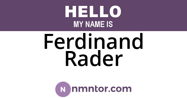 Ferdinand Rader