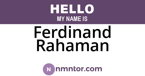 Ferdinand Rahaman
