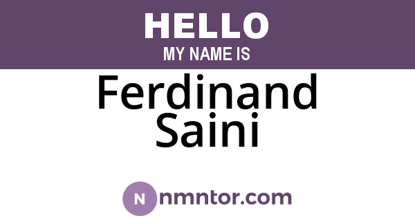 Ferdinand Saini