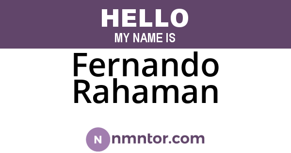 Fernando Rahaman