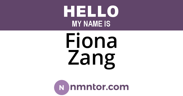 Fiona Zang