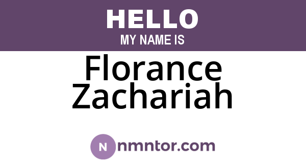 Florance Zachariah