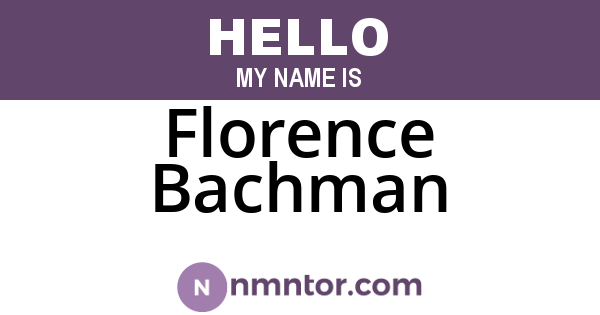 Florence Bachman