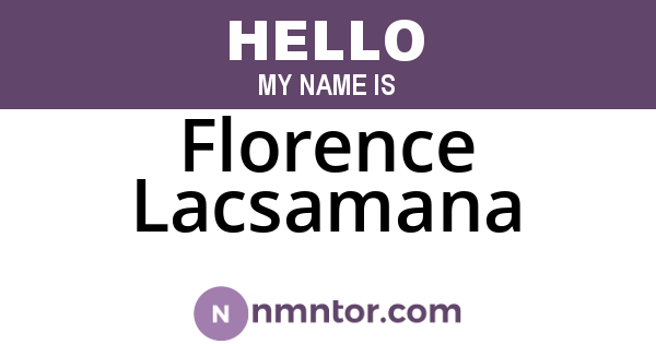 Florence Lacsamana