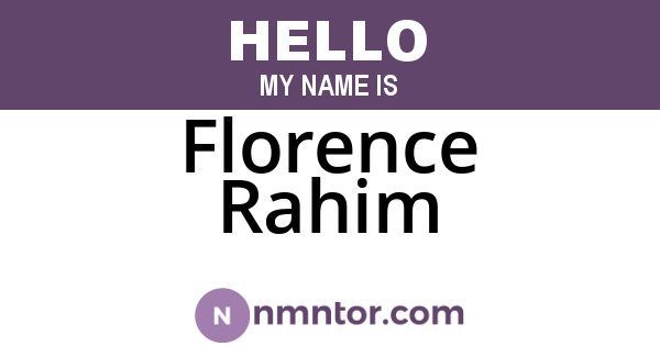 Florence Rahim