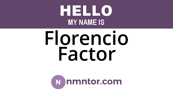 Florencio Factor