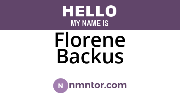 Florene Backus