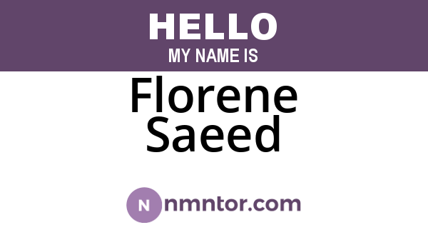 Florene Saeed