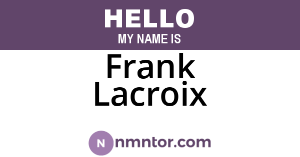 Frank Lacroix