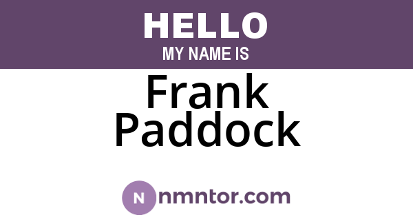 Frank Paddock