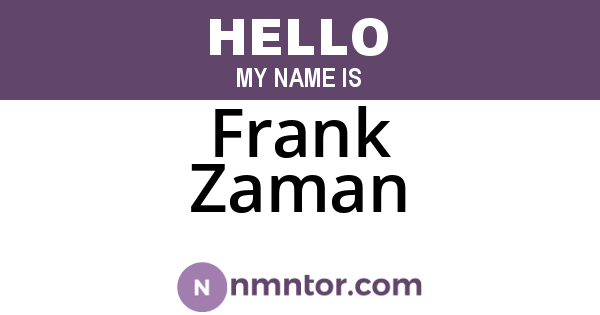 Frank Zaman