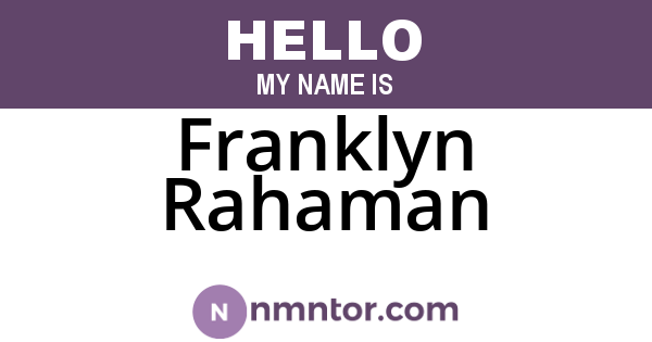 Franklyn Rahaman