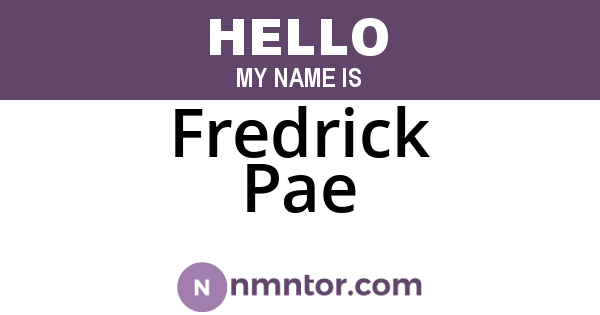 Fredrick Pae