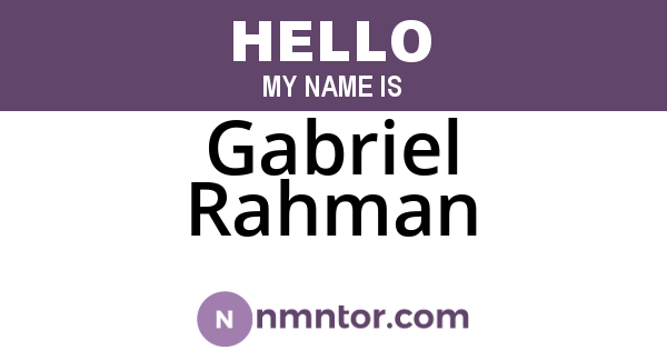 Gabriel Rahman