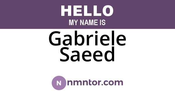 Gabriele Saeed
