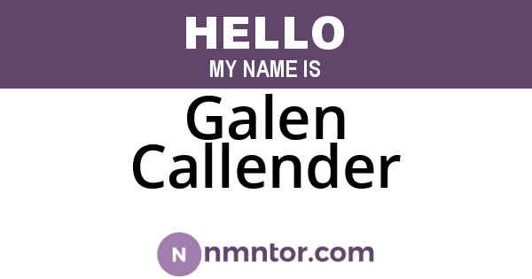 Galen Callender