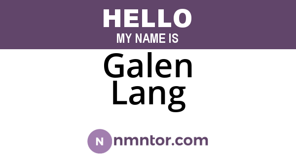 Galen Lang