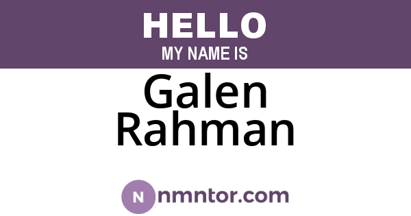 Galen Rahman