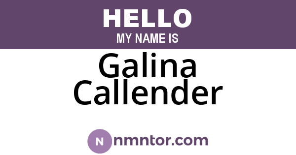 Galina Callender