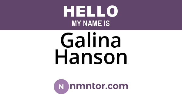 Galina Hanson