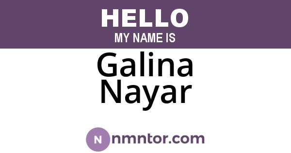Galina Nayar