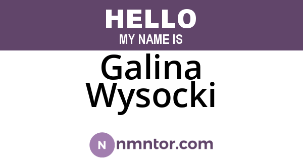 Galina Wysocki