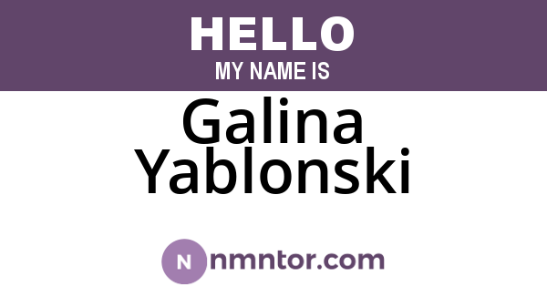 Galina Yablonski