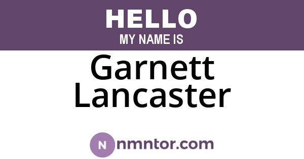 Garnett Lancaster