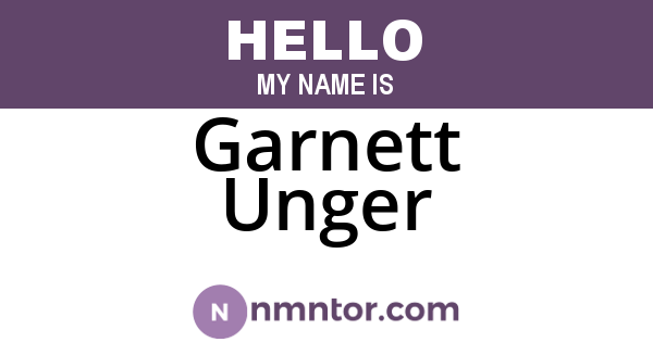 Garnett Unger