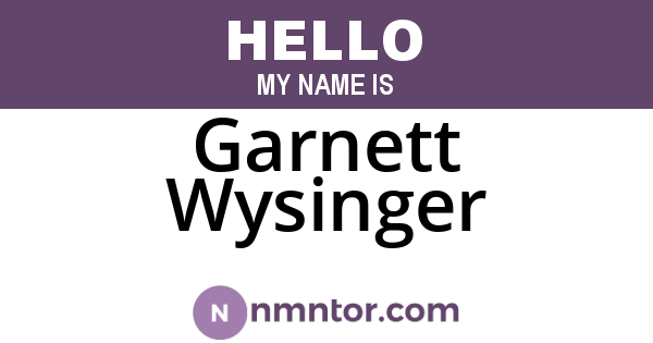 Garnett Wysinger